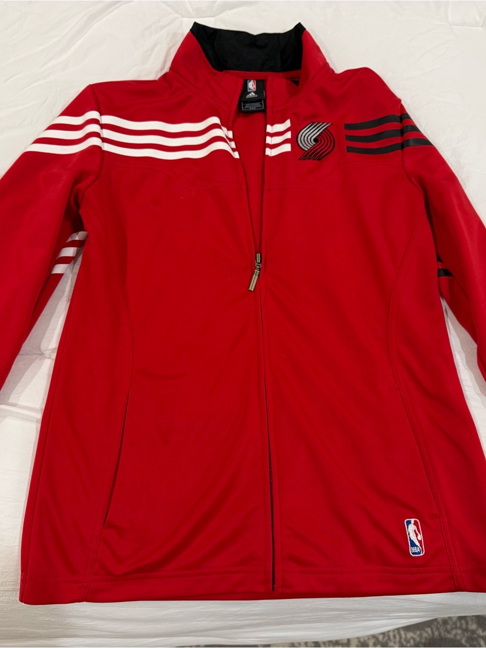 NBA Portland Trailblazers Full-Zip Team Jacket with White Stripe Accents Medium